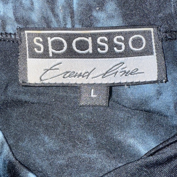 Spasso Women’s Sz Large Blue / Black Marbled Top Long Sleeve Stretch - Picture 3 of 7